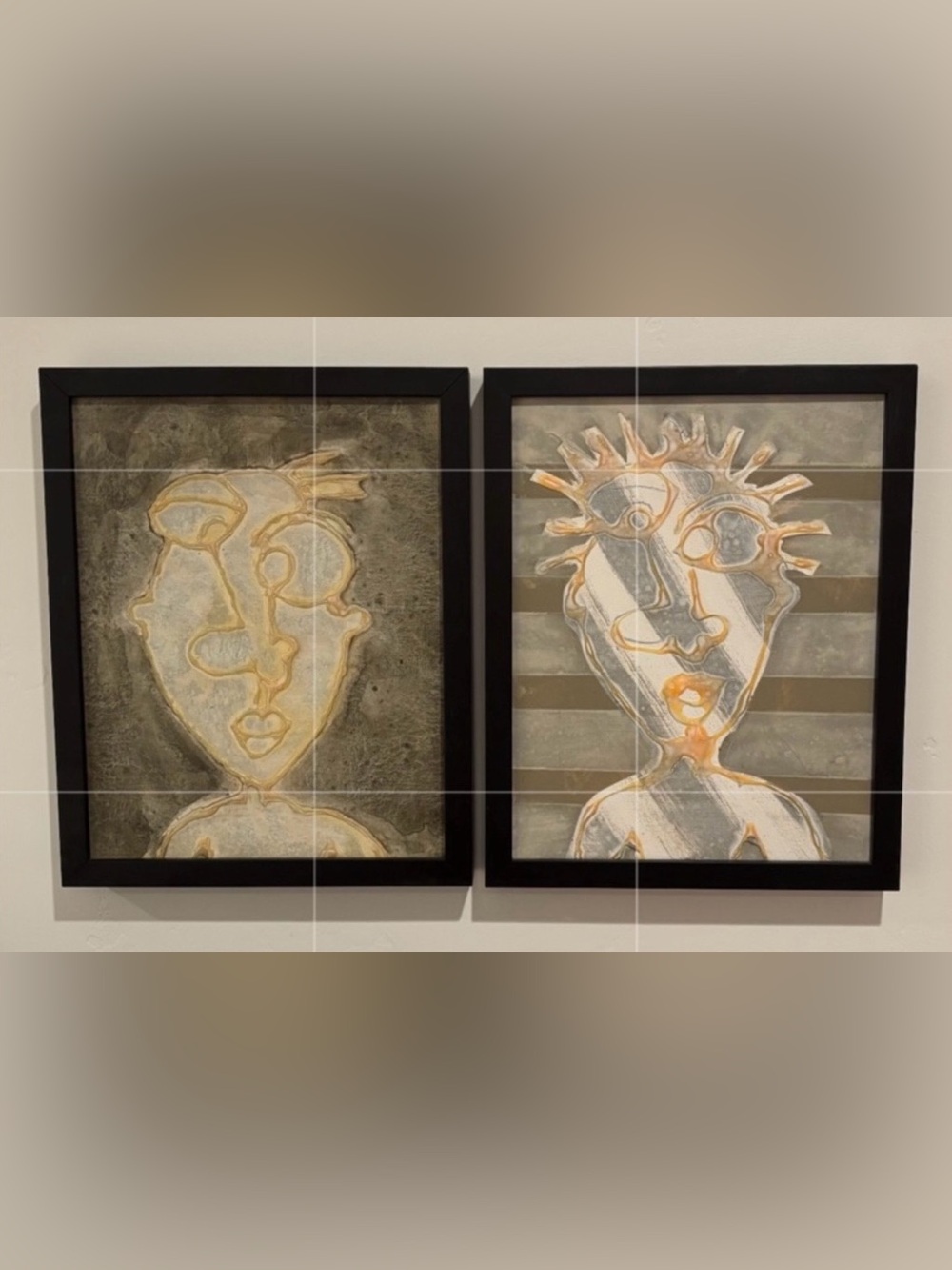 Set Of 2 BOTH Original Modern Fine Art DAN SAYLES Abstract Portraiture Paintings